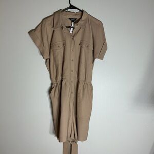 Simply Vera Vera Wang Beige Button-Up Jumpsuit